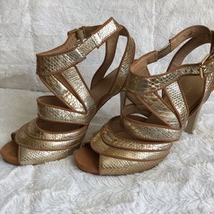 Unique Gold Strap open toe heel